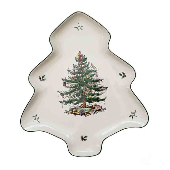 NEW Spode Christmas Tree Shaped Dish Serving Platter 14" - Picture 1 of 2